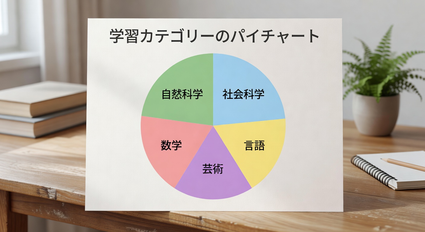 Japanese-style pie chart showing topic distribution across guide categories
